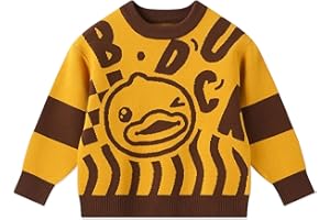 BDUCK+ B.Duck Kids Sweater Cute Cartoon Duck Crewneck Long Sleeve Knitted Pullover Tops for Unisex Boys Girls Size 3-12 Years