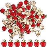 KALIONE 70 Pcs Red Apple Charms Teacher Charms Alloy Apple Pendants Fruit Charm for Jewelry Making Apple Beads for DIY Jewelry Craft Supplies Handmade Earring Necklace Bracelet