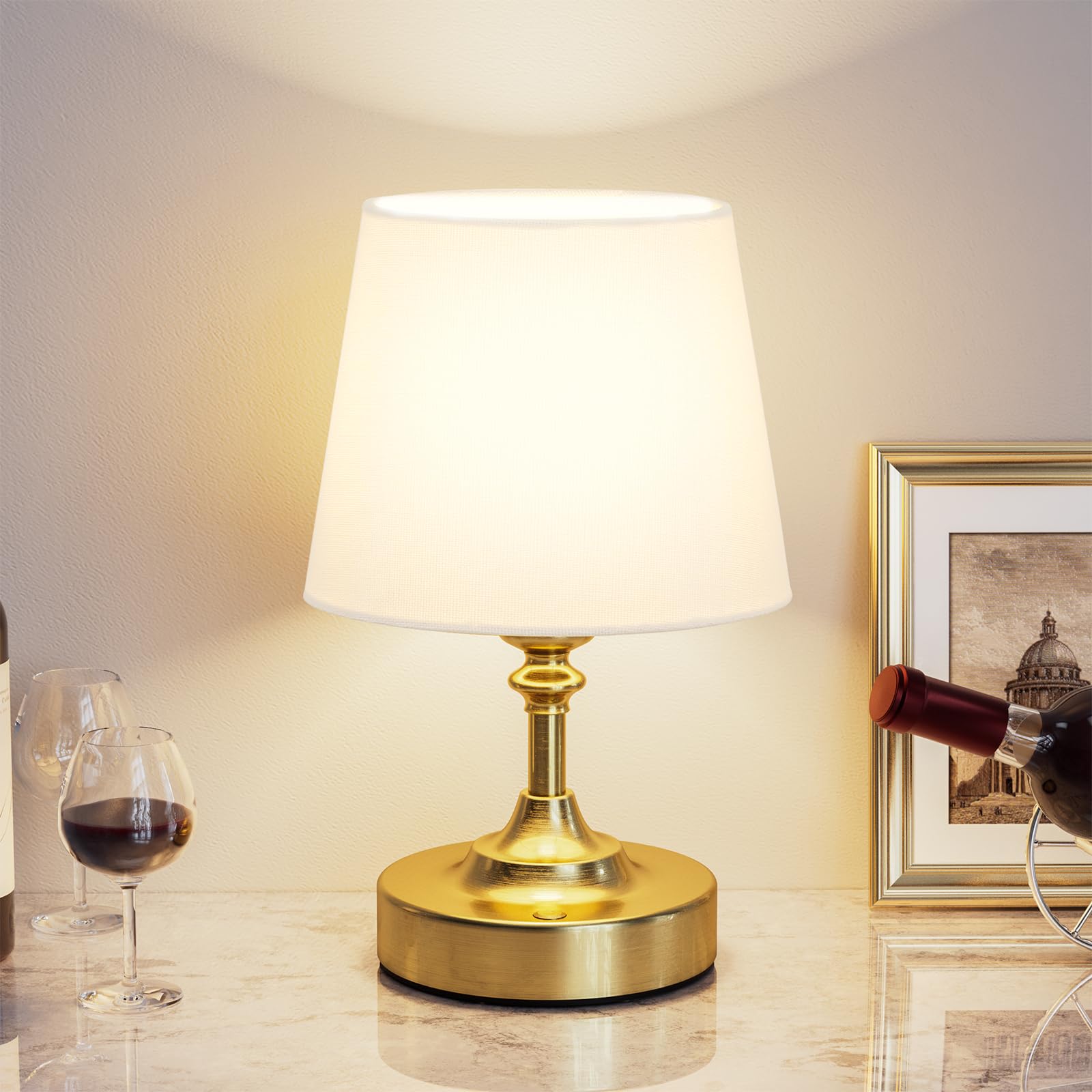 Photo 1 of Kakanuo Mini Cordless Table Lamp Gold - 1 Pack 4000mAH Battery Operated Lamp for Decor, 3000K Stepless Dimming Touch Control Rechargeable Lamp for Bedroom, Dining Table, Counter, Living Room
