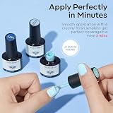 Modelones Gel Nail Polish Set 6 Colors Ocean Blue Sky Navy Glitter Veil view 7