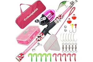 DaddyGoFish Kids Fishing Pole - Rod Reel Combo Tackle Box Starter Set - First Year Small Gear Kit for Boys Girls Toddler Yout