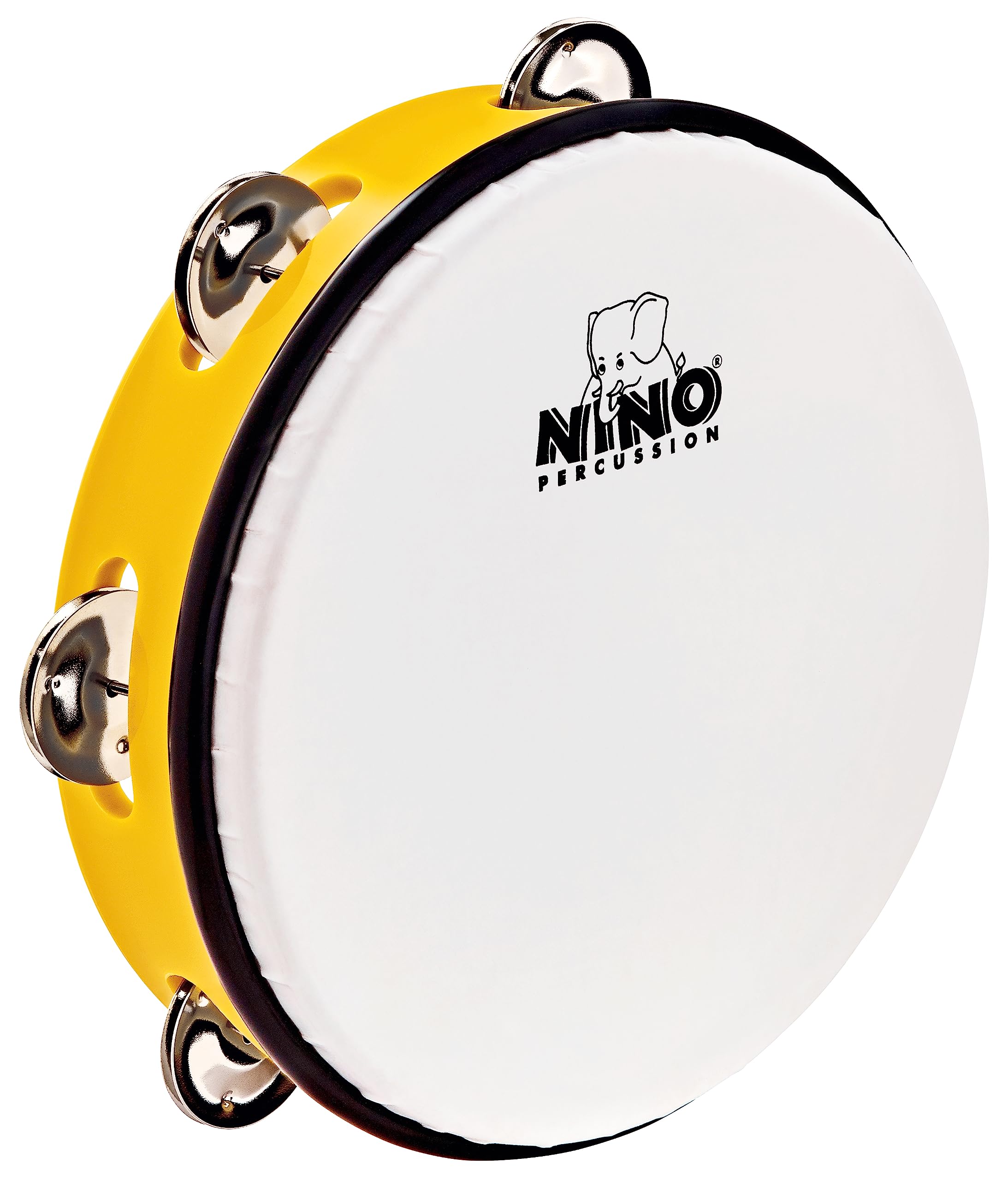 Nino Percussion Headed Tambourine Instrument - Musical Instrument for Children from 5 Years - Diameter 8 inch - Plastic, Yellow (NINO51Y)