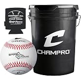 Champro CBB-90 Durahide Cover Baseballs with Black Bucket &ndash; 30 Balls | Official League Baseball. Recreational Youth Sports. Rods Can Cooler