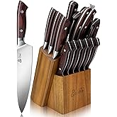 DDF iohEF Kitchen Knife Set, 16-Piece Knife Sets for Kitchen with Block Japanese Stainless Steel Knives Set with Sharpener Ultra Sharp Professional Chef Knife Set with Ergonomic Handle for Cutting