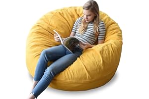 YuppieLife Big Durable Bean Bag Chairs Cover for Adults(Just Cover,No Filler) 4Ft Machine Washable Large Size Sofa Cover (Yellow)