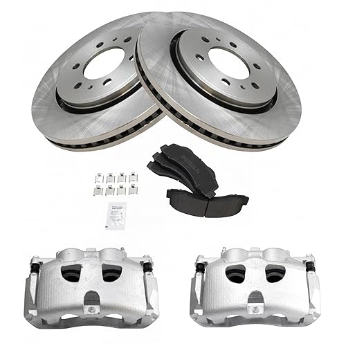 TRQ Front Brake Pad & Rotor Kit Brake Caliper Brake Pads Brake Rotor Semi-Metallic Compatible with 2010-2017 Ford Expedition 2010-2011 F-150 2011-2017 Lincoln Navigator
