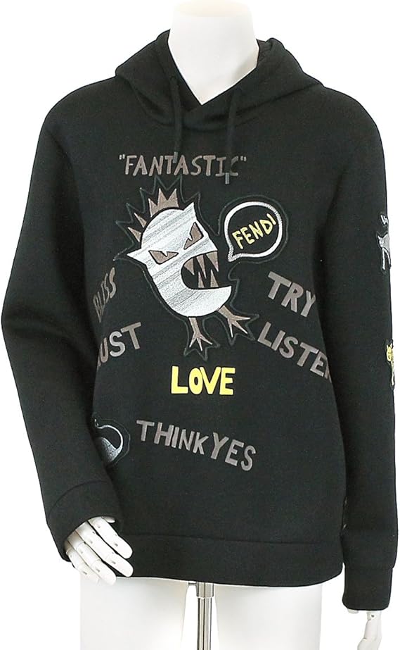 Amazon フェンディ Fendi トレーナー スウェット フード付き ワッペン モンスター 柄 ブラック サイズ 52 メンズ 中古 トレーナー パーカー 通販