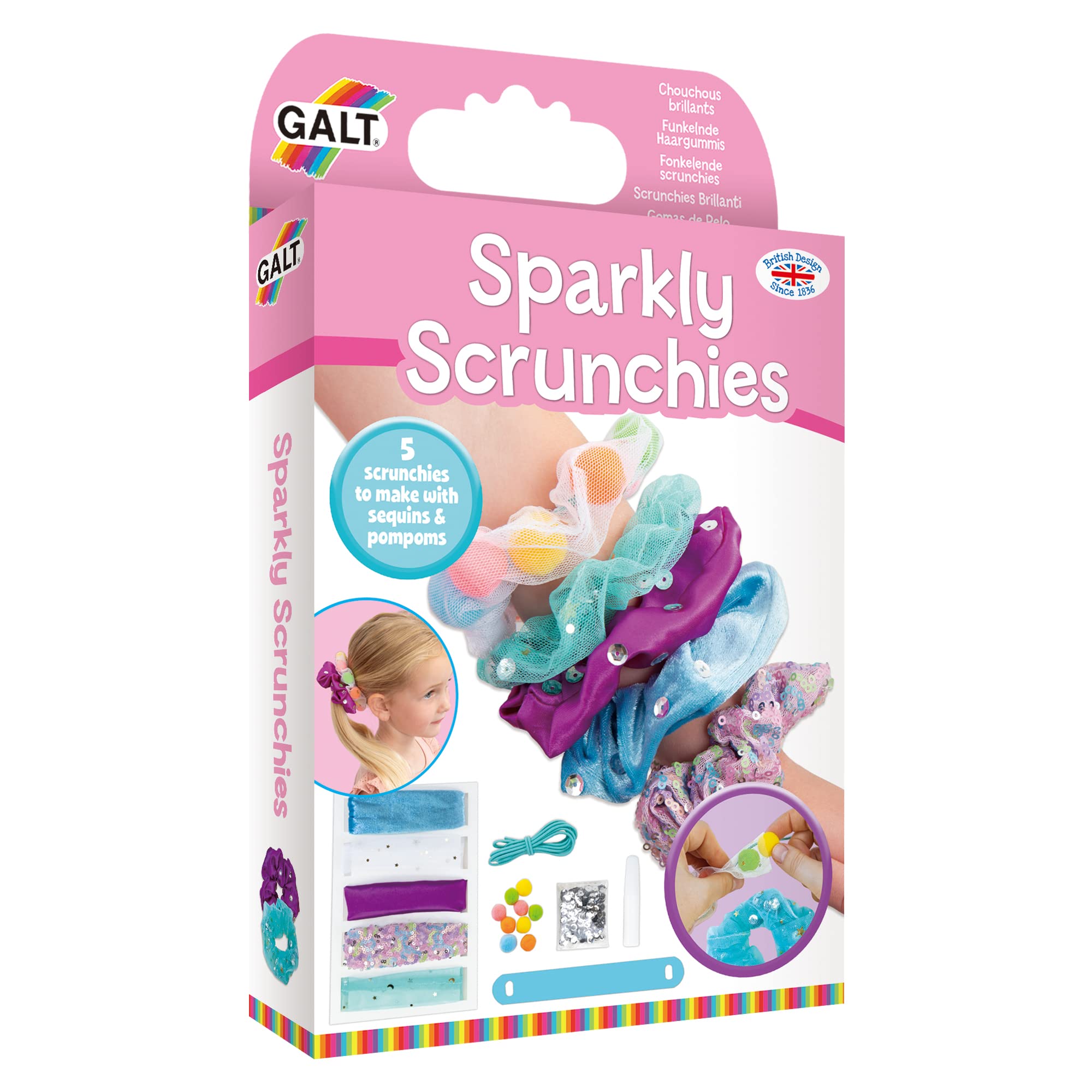 Galt Toys, Sparkly Scrunchies, Craft Kits for Kids, Ages 5 Years Plus