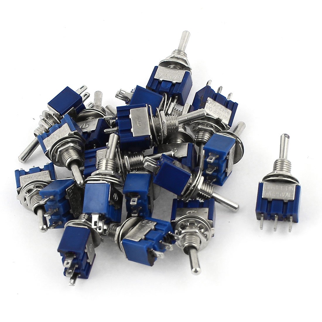 Sourcingmap SPDT ON-Off-ON 3 Pin Latching Miniature Toggle Switch, 20 Piece, AC125V 6A