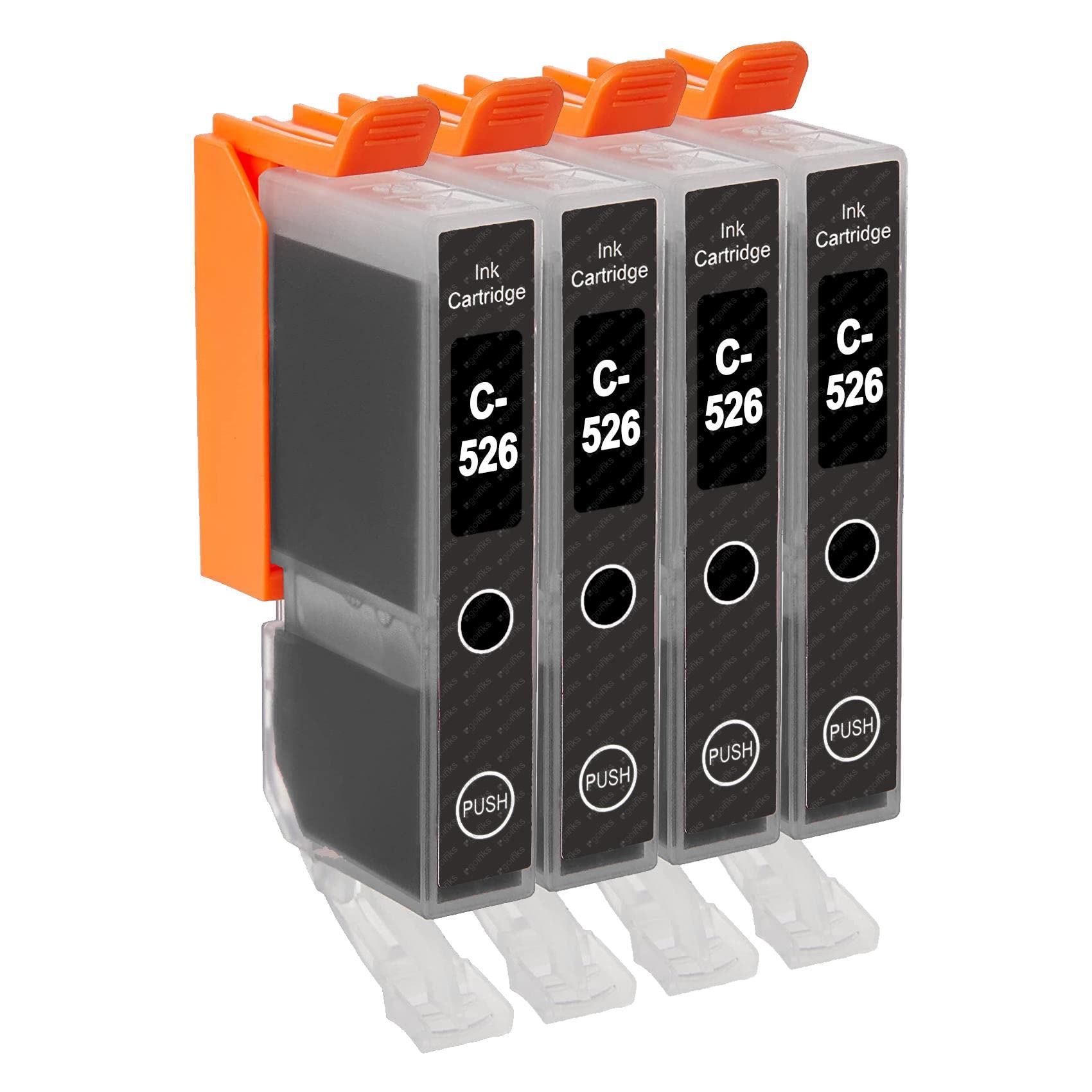 Go Inks C-526Bk Compatible Black Ink Cartridge to replace Canon CLI-526Bk for use with Canon PIXMA Printers (Pack of 4)
