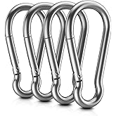 8 PCS Heavy Duty Carabiner Clips, 【NO Rust】 1360lbs 304 Stainless Steel Carabiners, 2.36 inch D-Ring Snap Hook Keychain Spring Clips for Gym, Pet leashes, Camping, Car, Farm