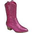 Forever Girls/Kids Rhinestone Western Cowgirl Cowboy Pointed Toe Low Heel Boots
