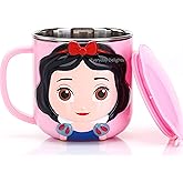 Everyday Delights 3D Princess Snow White Pink Durable Stainless Steel Insulated Cup with Lid, 250ml
