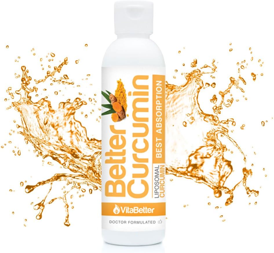 VitaBetter Liposomal Curcumin 200mg - Non GMO - 100% Vegan - Soy Free - China Free - Dairy Free - 30 Servings - USA Made - Mix with Water or Juice - Doctor Formulated - Maximum Absorption