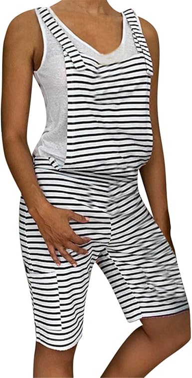 striped overalls shorts