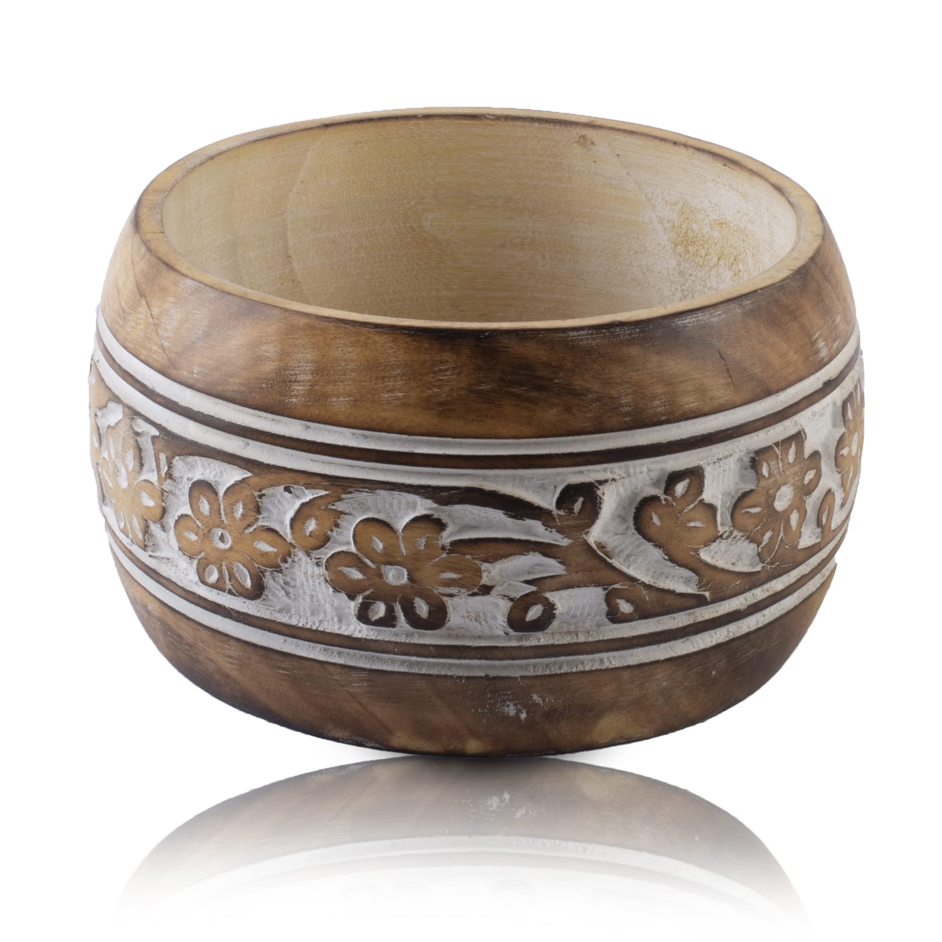 Beautiful Handmade 12x7"cms Decorative Mango Wood Snack Serving Bowl For Dry Fruits Chips Coffee Table Countertop Display Key Bowl Tableware Kitchen Living Room Home Decor Accents Dinnerware