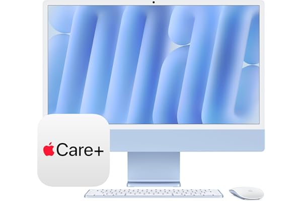 Apple 2024 iMac All-in-One Desktop Computer with M4 chip with 8-core CPU, 8-core GPU: Built for Apple Intelligence, 16GB Unified Memory, 256GB SSD Storage; Blue with AppleCare+ (3 Years)