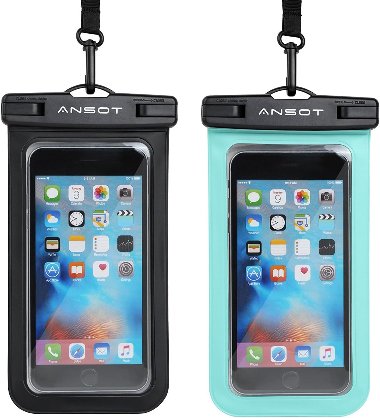Ansot Universal Waterproof Case, Cellphone Dry Bag Pouch for Apple iPhone 6S/6/6S Plus/Se 5S - 2 Piece