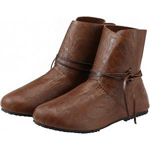 Blosssound Men's Halloween Pirate Costume Boots Renaissance Medieval Steampunk Cosplay Boots Faux Leather Gothic Halloween La