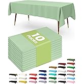 Pureegg Plastic Table Cloth Disposable 10 Pack, 54 x 108 Inch Table Cloths, Easter Party, Decorative Tablecloths, Rectangle, Light, Pastel Plastic Cover, Leakproof & Sturdy, Sage Green