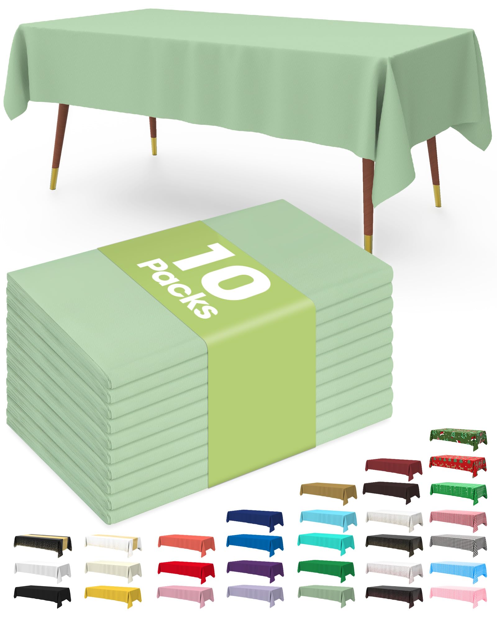 Pureegg Plastic Table Cloth Disposable 10 Pack, 54