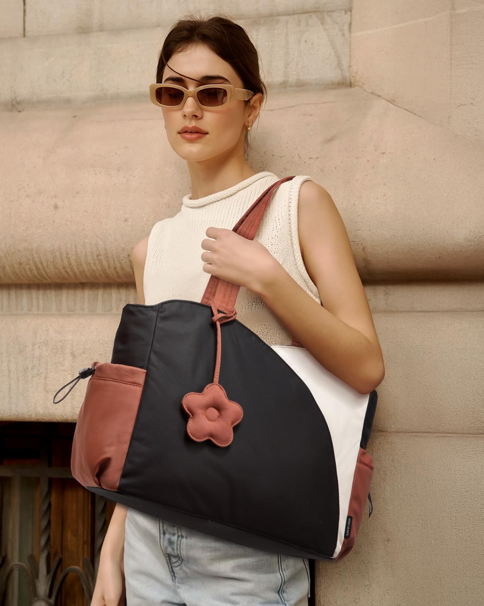 LOVEVOOK Tote Bag for Women, Puffer Work Bags with Zipper for Daily Travel College, Teacher Nurse Handbags with Laptop Sleeve