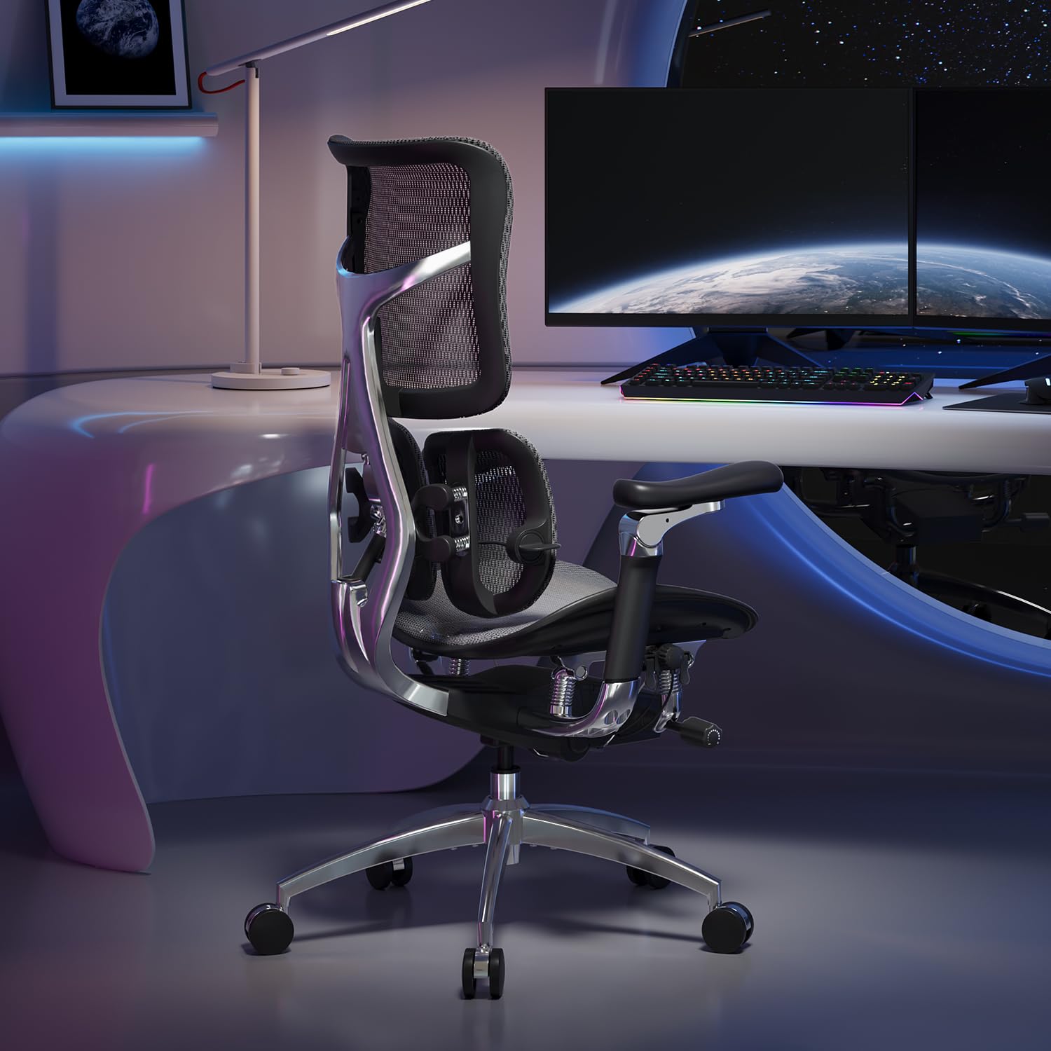 SIHOO Doro S300 Ergonomic Office Chair with Dual Dynamic Lumbar Support,Home Office Computer Chair, 6D Coordinated Armrests, Adjustable Rolling Chair (Black) - Image 8