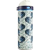 POWCAN 24 oz Insulated Skull Water Bottle: Push-Button Spout & Quick-Flip Straw, Leakproof, Car Cupholder Friendly, Insulated Flask with Straw and Handle for Fitness, Trip, Gift (Frost Revenant)