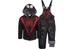 Marvel Kids Snow Suit Set - 2 Piece Spider-Man Spider-Gwen Miles Morales Insulated Winter Jacket & Ski Bib Overalls for Kids