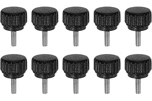 HARFINGTON 10pcs Knurled Clamping Knobs Thumb Screws M3 x 8mm Metric Male Thread 13mm Matte Plastic Head 304 Stainless Steel Stud Hand Threaded Knob Thumbscrew Handle, Black
