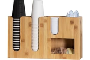 Mind Reader Cup and Condiment Station, Countertop Organizer, Coffee Bar, Rayon from Bamboo, 41.7L x 10.6W x 24H cm, Brown