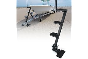 Aupar Heavy Duty Boat Trailer Steps with Safety Handle, Non-Slip Surface, Trailers Tongue Step Compatible with Most Deep V, P
