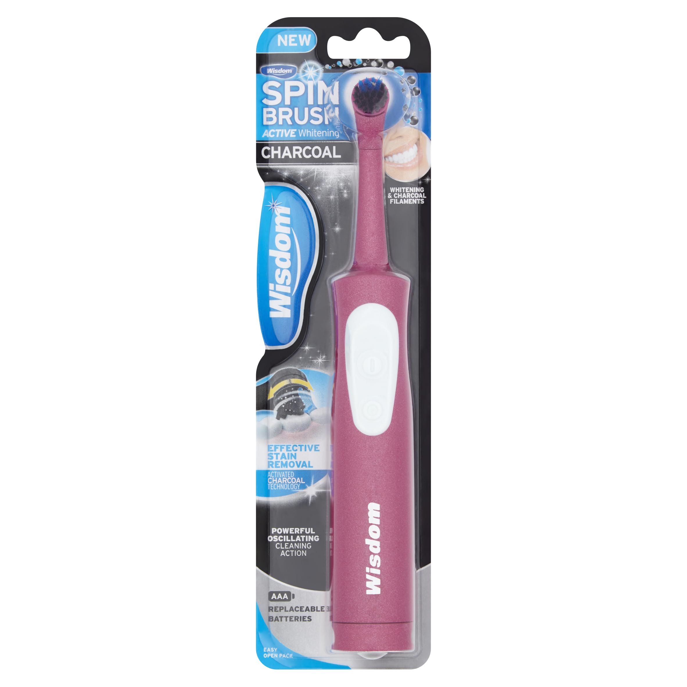 WISDOM Spin Head Brush Charcoal Electric