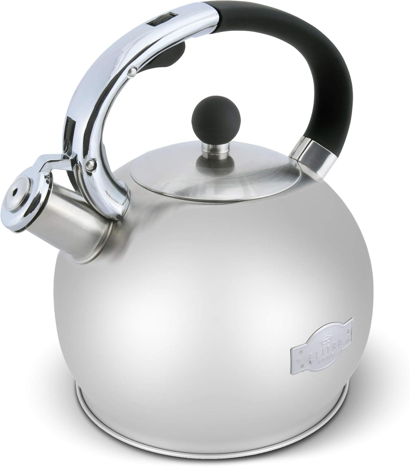Amazon Com Elitra Stove Top Whistling Fancy Tea Kettle Stainless Steel Tea Pot With Ergonomic Handle 2 7 Quart 2 6 Liter Satin Kitchen Dining