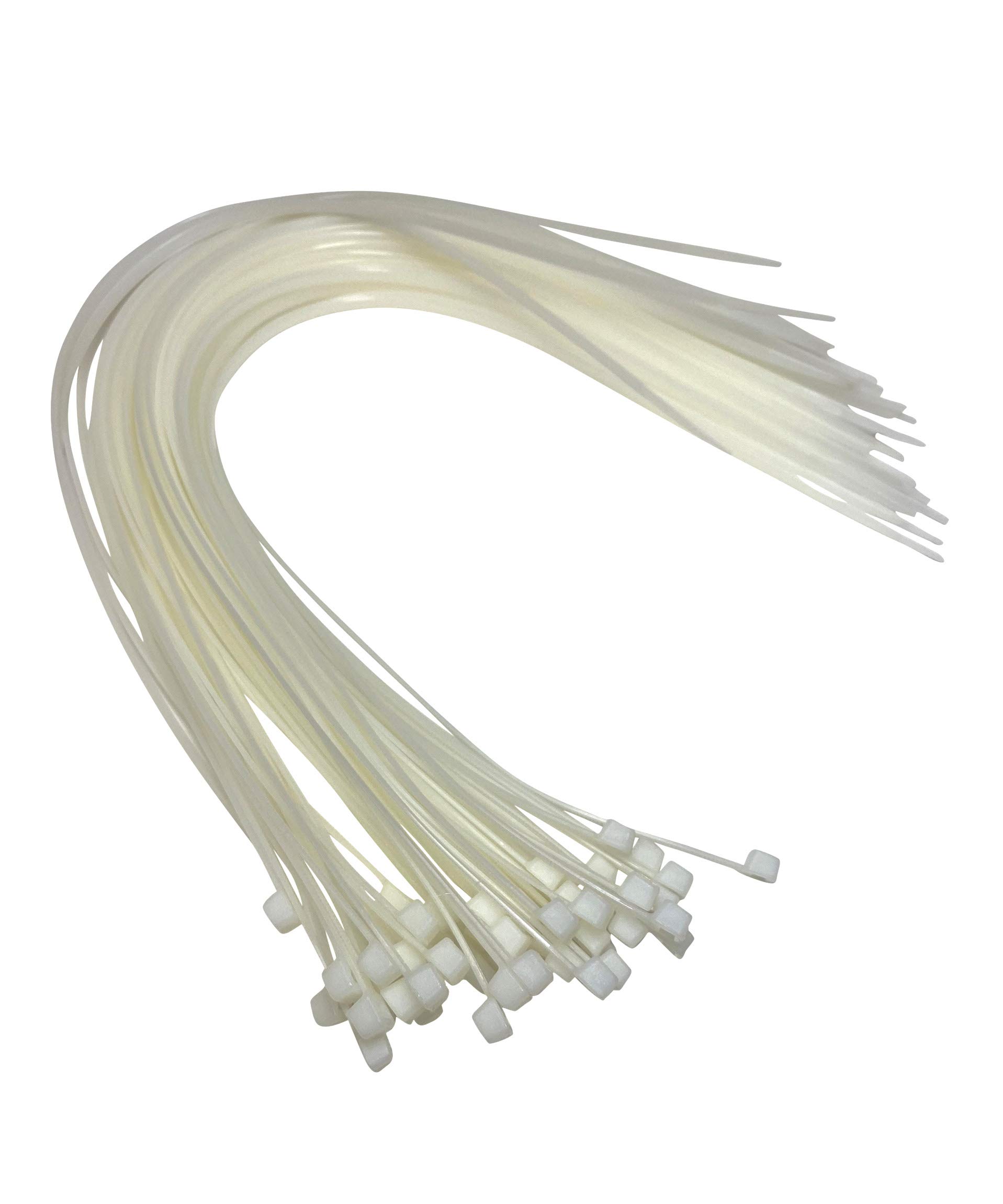 On1shelf® Cable Ties, 450mm x 7.2mm, 18" Premium Tie Wraps, Strong and Long Nylon Zip Ties 50 Pack (White)