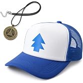 EIKOU Gravity Falls Mabel's Pink Dipper Hat - Aqua Blue Pine Embroidered - Comes with The Necklace