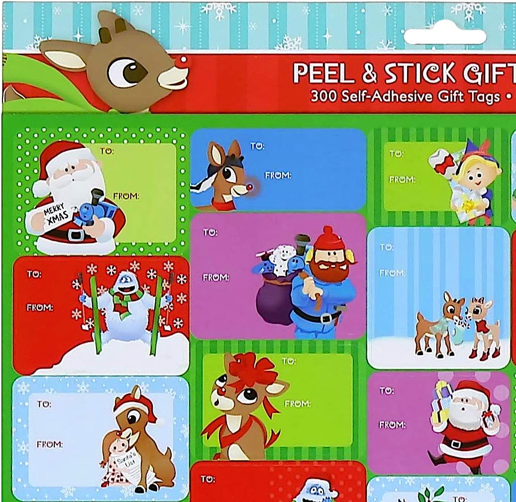 Rudolph The Red Nosed Reindeer Peel and Stick Gift Tags, 300 Tags on 12 Sheets: Health & Personal Care