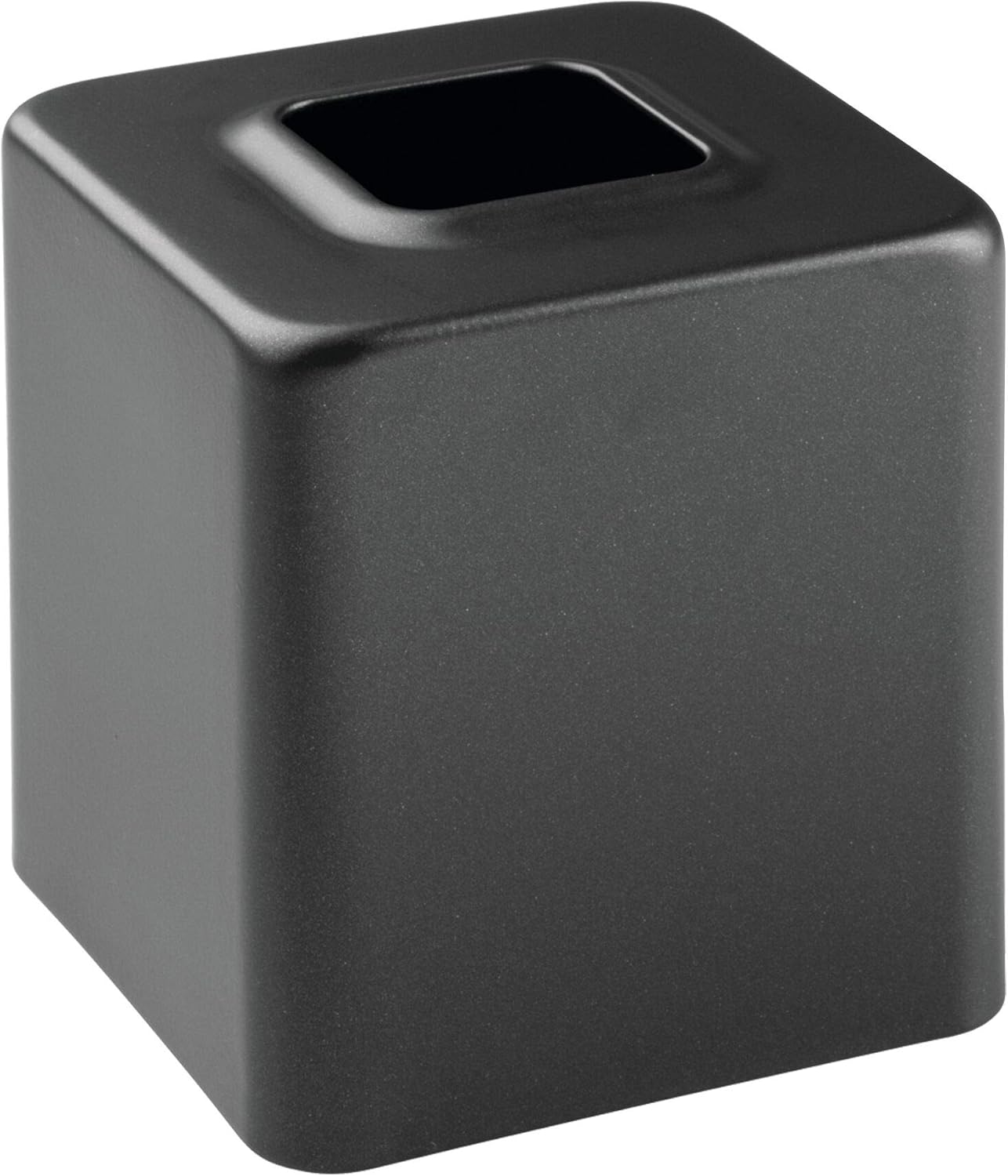 mDesign Modern Square Metal Paper Facial Tissue Box Cover Holder for Bathroom Vanity Countertops, Bedroom Dressers, Night Stands, Desks and Tables - Black: Home & Kitchen