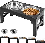 Polegas Upgraded Raised Dog Bowl with Stand 2 Bowls 5 Height Adjustable
