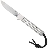 CRKT Testy Outdoor Fixed Blade Knife with Sheath, Gray, 7524 | 2.38" Drop Point Blade, Lightweight Stainless Steel Handle, 420J2 Steel Blade, Thermoplastic Sheath, Outdoor and EDC Use