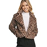 Love Tree Women's Juniors Faux Fur Cropped Leopard Coat