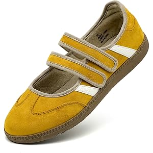 Mary Jane Shoes for Women, Breathable Lightweight Casual Flats Sneakers PU Leather Non-Slip Memory Foam Comfortable Slip On D