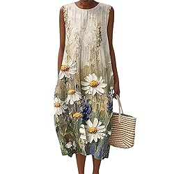 Vacation Dresses Summer Fall Cotton Linen Midi