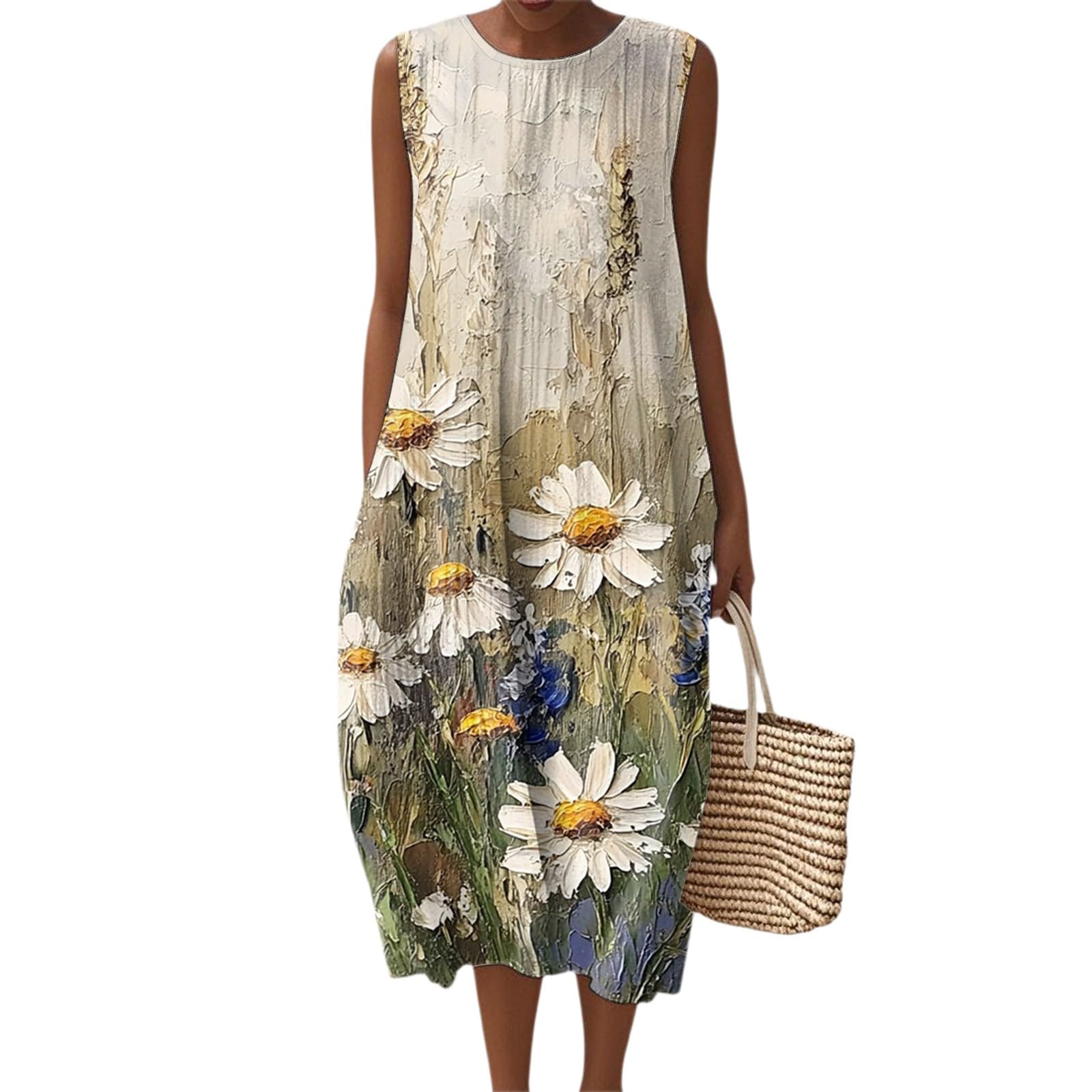 Vacation Dresses Summer Fall Cotton Linen Midi