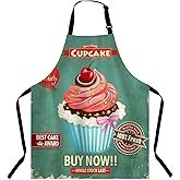 Xuwenz Vintage Cupcake Chefs Apron, Cooking and Baking Apron for Men and Women, Kitchen Apron, Butchers Apron, BBQ & Catering Bibs