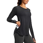 G Gradual Long Sleeve Workout Tops for Women Quick Dry Lightweight Running Athletic Shirts with Zip Pocket Moisture Wicking