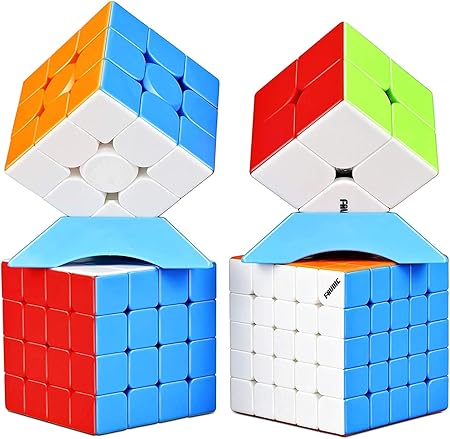 Amazon Qiyi Magic Cube 最新 魔方 3x3 競技用 立体パズル ポップ防止 マルチカラー 4個 立体パズル おもちゃ