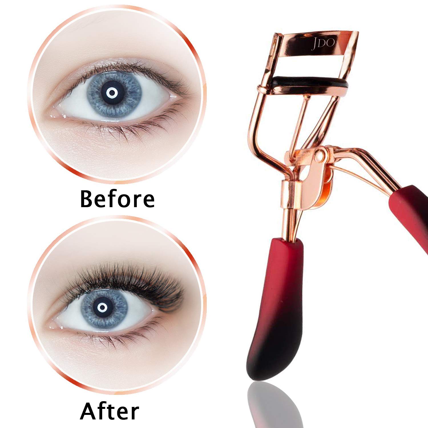 JDO Eyelash Curler Professional Lash Curler with Spring Loaded Extra Curl Eye Lash Curlers No Pinching Makeup Tool for Eyelashes Fits All Eye Shape (Rose Gold) : Beauty