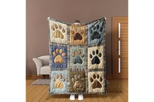 Flannel Printed Blanket Multicolored Patchwork Footprint Patterns, Soft Cozy Throw for Bedroom Living Room Sofa,Home Decor, 3