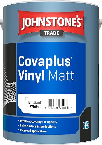 Johnstone's Covaplus Vinyl Matt Emulsion Brilliant White 5Ltr Trade
